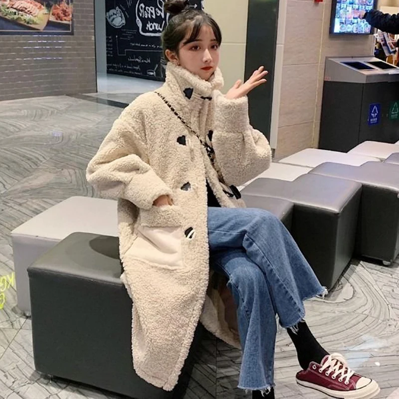 Пальто Sungtin из искусственного меха ягненка с длинным рукавом Корейская сольфа