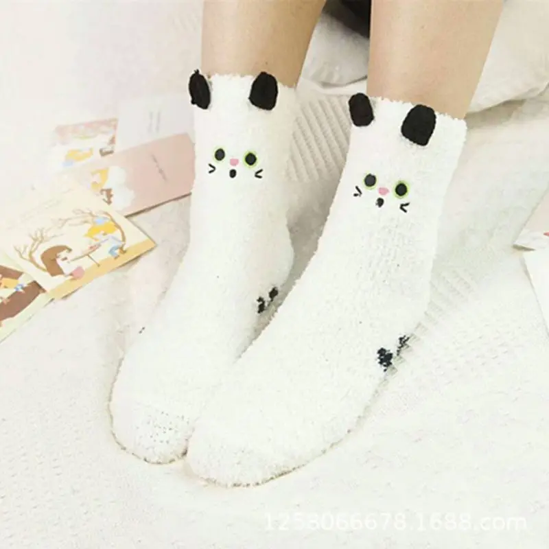 Women Girls Colorful Indoors Fluffy Fuzzy Slipper Socks 3D Cute Animals Winter Warm Crew Value Pack | Женская одежда