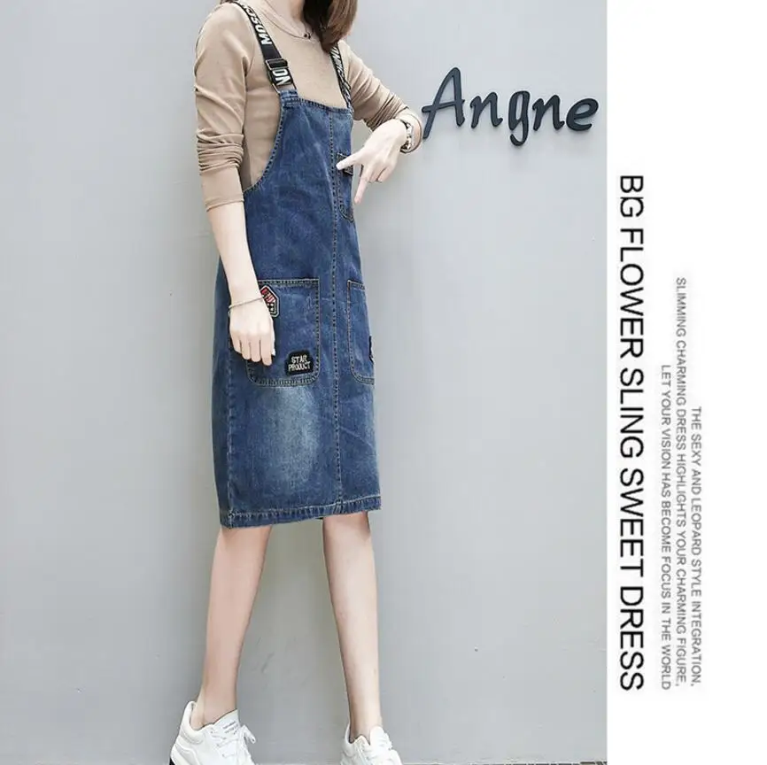2020 Fashion Denim Waistcoat Spring And Autumn Dress Cowgirl + long Sleeve T shirt Sleeveless Women's Dress|Женские платья| |