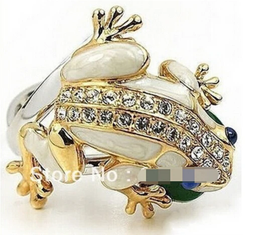 + 904 модное изысканное позолоченное кольцо с инкрустацией Лягушка принц Размер 7-8