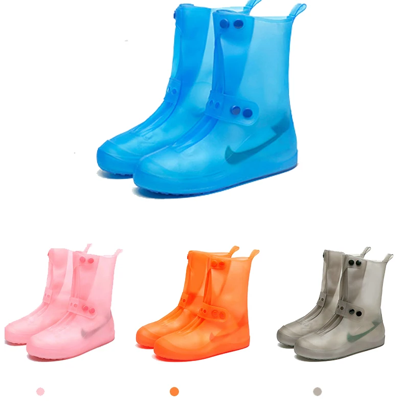 Women Man PVC Integral Mould Waterproof Reusable high Rain Shoes Cover Rain Boot Anti-skid dustproof Shoes Covers for couple