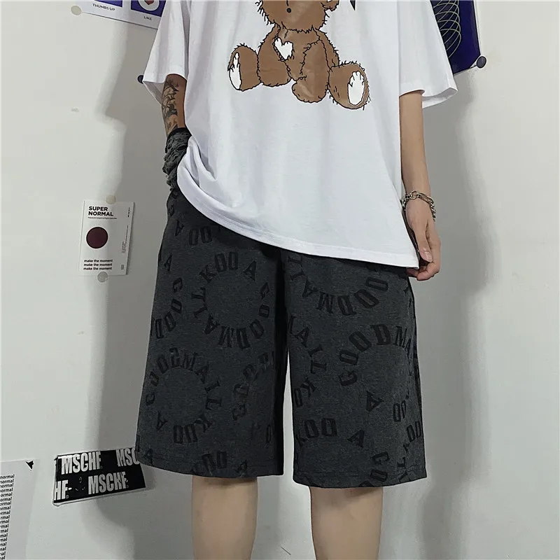 

Summer Women's New INS Harajuku Style Super Fire Round English Letter Printing Shorts Street Trend Men's Loose Wide-Leg Pants