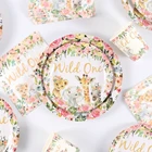 Дикий один день рождения украшения одноразовая посуда джунгли для вечеринки в стиле сафари детский душ с днем рождения украшения детский