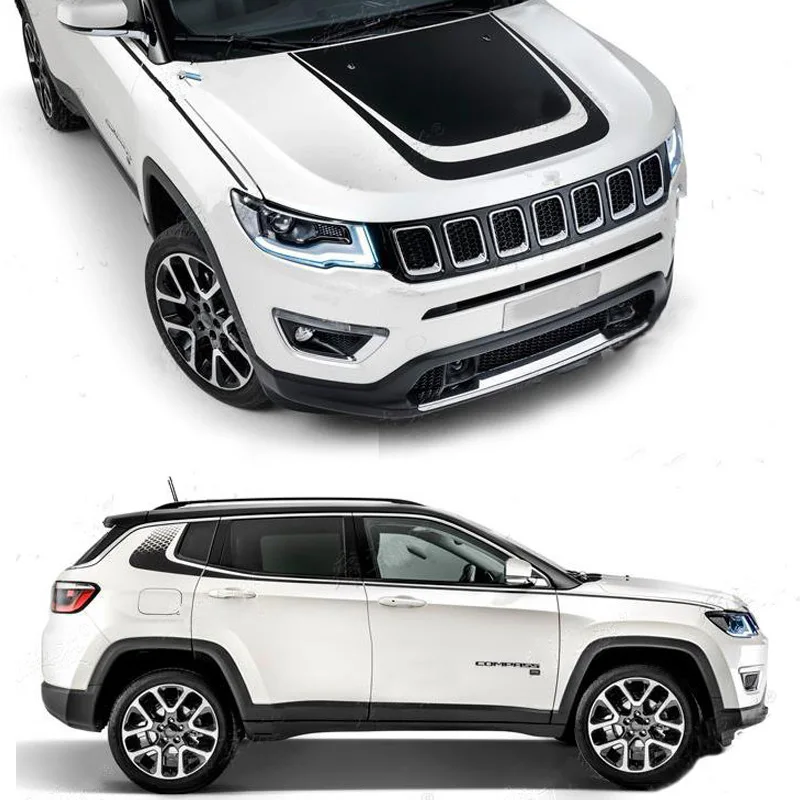 Большая Черная Виниловая наклейка на переднюю головку капота двигателя с линией