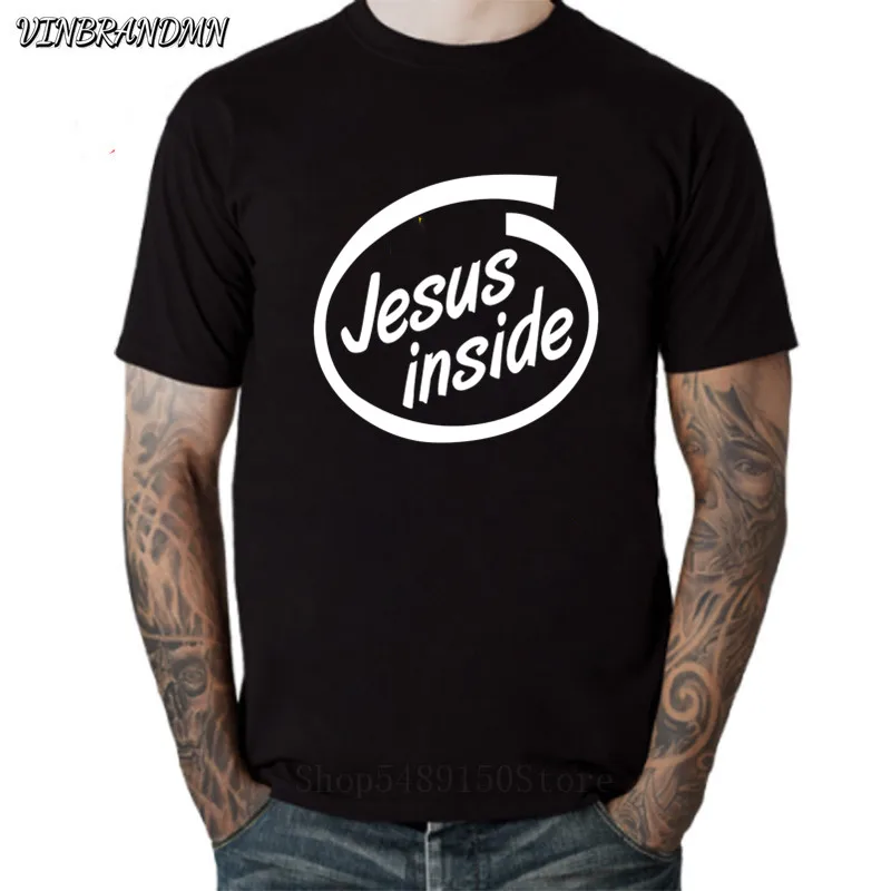 Футболка с изображением Иисуса внутри креативный дизайн забавный христианский
