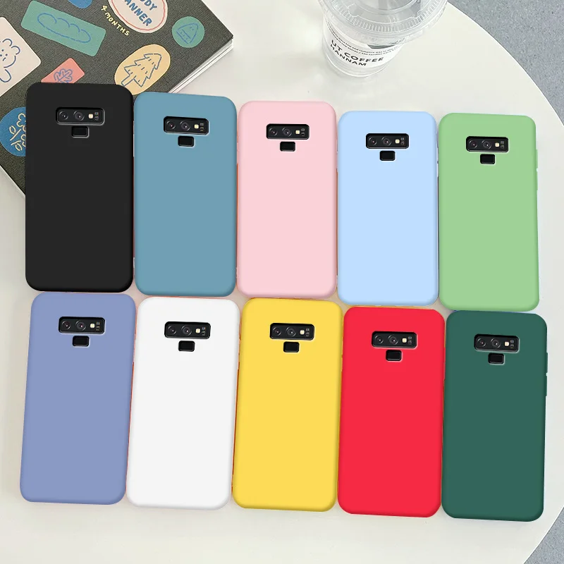 

For Samsung Galaxy Note 9 Case Soft TPU Silicone Case Macaron Colors Candy Black Simple Phone Back Cover