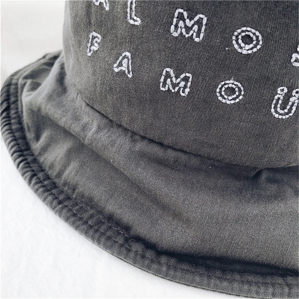 GOUTER ALMOST FAMOUS Letter Embroidery Bucket Hats for Women Men Washable Cotton Panama Fishing Hat Hip Hop Cap | Аксессуары для