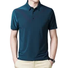 Мужская деловая футболка BROWON, летняя полосатая футболка с отложным воротником, коротким рукавом