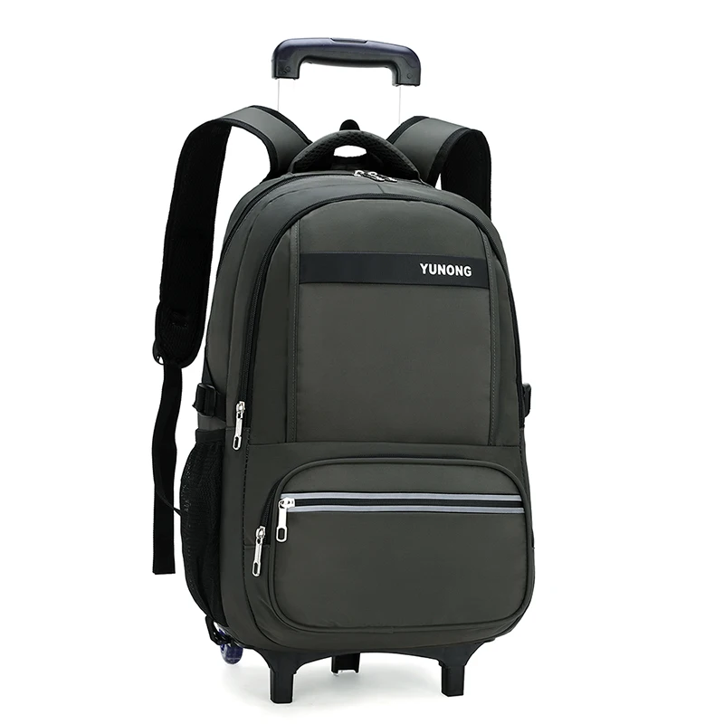 2 Wheels Black Rolling Backpack for Boys School Backpack Wheeled Book Bag Children Backpack Carry On Luggage for Grades 3-6 Kids