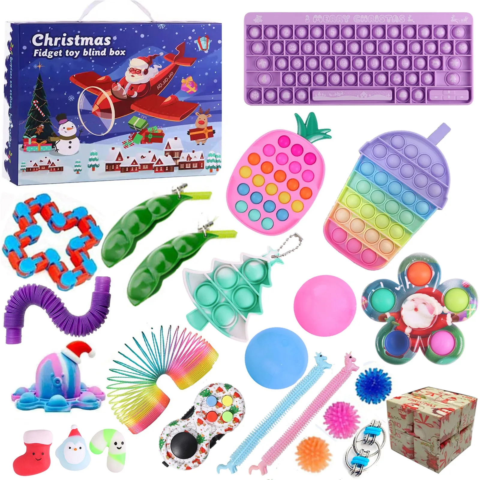 

2021 Advent Calendar Squeeze Toys Kids Gift 24pcs Christmas Little Dolls Bubble Popping Anti Stress Squishy Sensory Fidget Sets