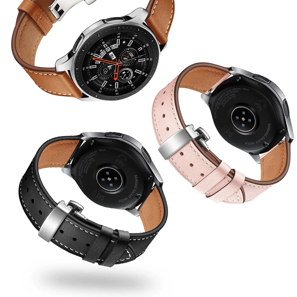 22mm 20mm Luxury Leather Strap for Samsung Galaxy Watch 5/Pro 4 Classic 3 Band 41mm 45mm/46mm/42mm/Active 2 40mm 44mm Bracelet