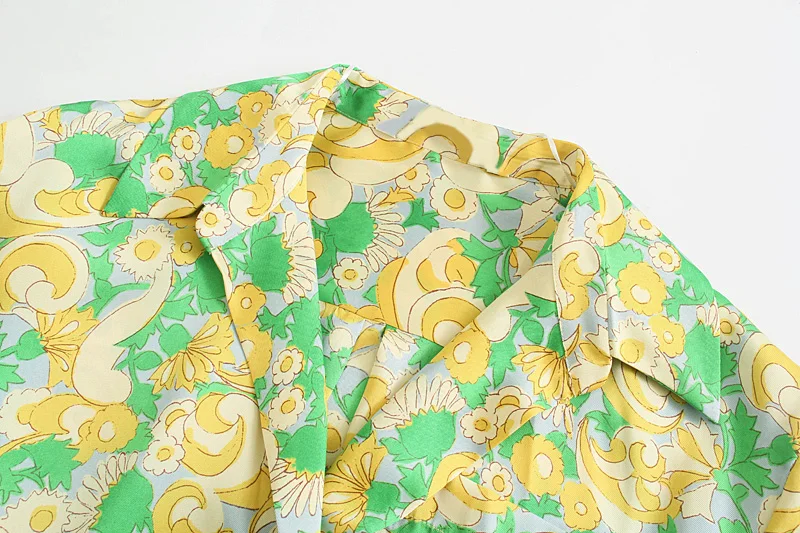 

European And American Style Women's New French fFloral Long-sleeved Slim A-line Dress