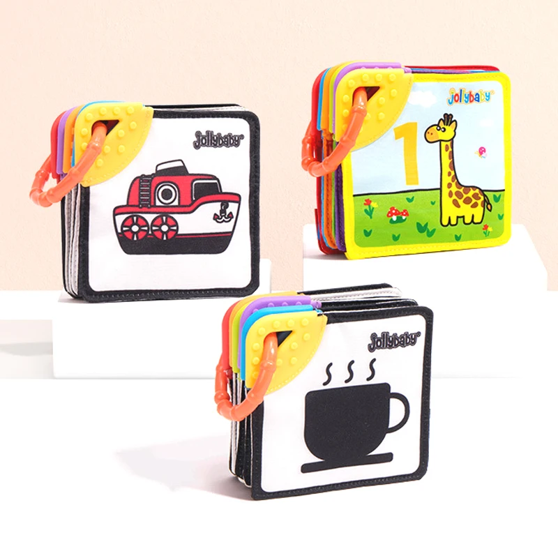 

Black/White Newborn Baby Visual Stimulation Cloth Book Washable Bite Silica Early Education Cognitive Soft Book Card 0-12 Month