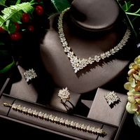hibride hot selling dubai gold jewelry sets for women leaf shape bridal necklace earrings set parure bijoux femme mariage n 702