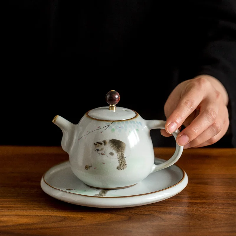 

Лидер продаж, чайный горшок с естественным открытием, горшок для поднятия чая, домашний чайник кунг-фу, керамический чайный набор с ретро-пе...