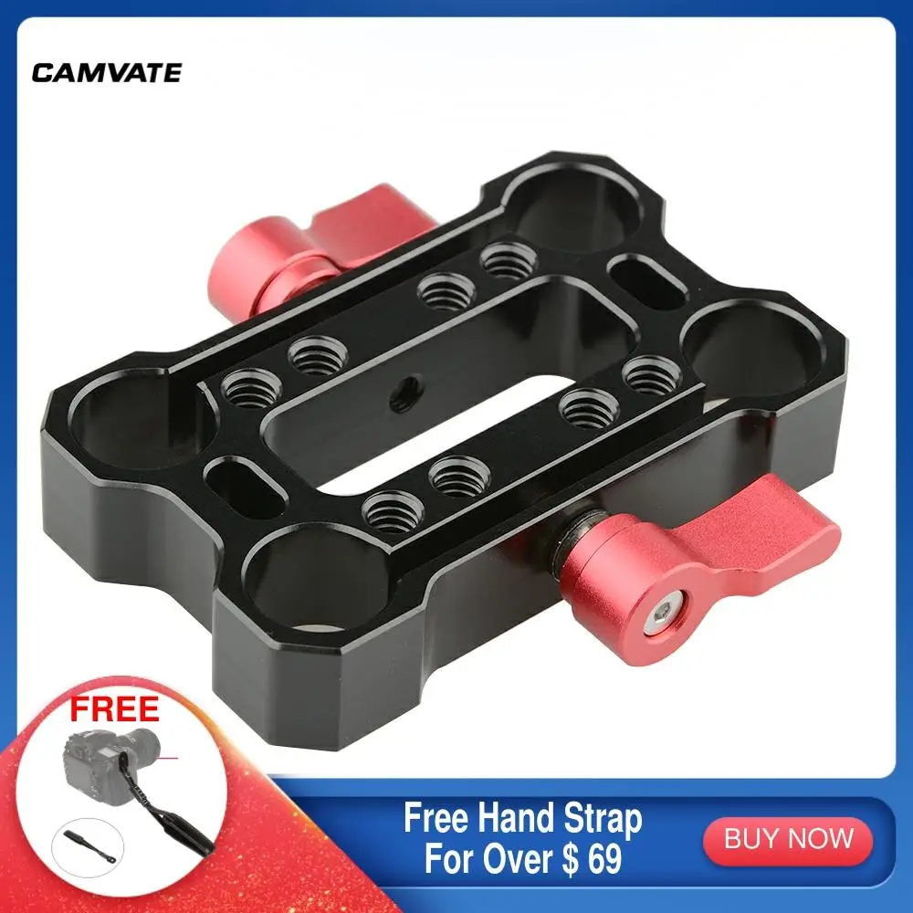 

CAMVATE 15mm Rod Offset Raiser Clamp/Height Riser Offset Railblock With 1/4"-20 Threaded Holes For Shoulder Rig Railblock System