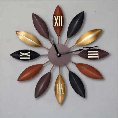 

Fashion Art Vintage Wall Clock Modern Design Leaves Wall Watch Nordic Wall Clocks Office Decor Duvar Saati Room Decoration