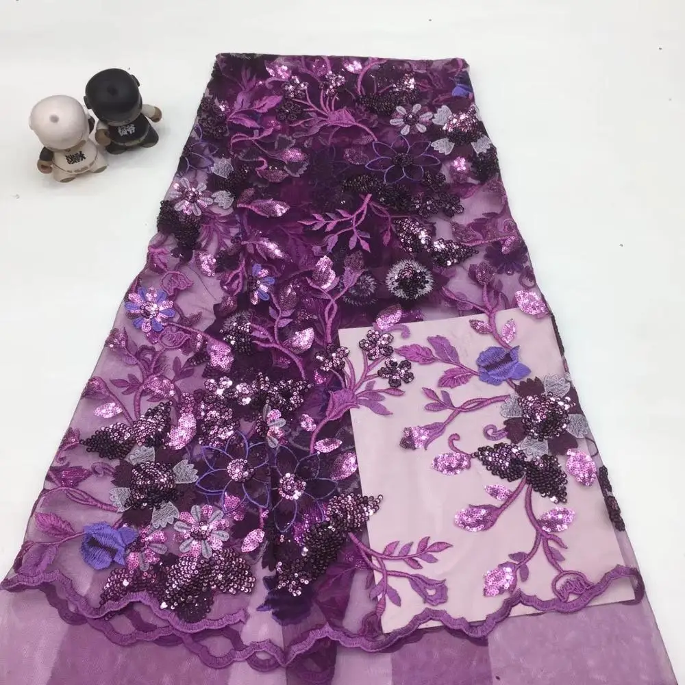 

NaXiu 2020 Fashion Sequence African Nigerian Korean Tulle Glitter Net Tulle Embroidery Lace Fabric with Sequins for Girl Dress