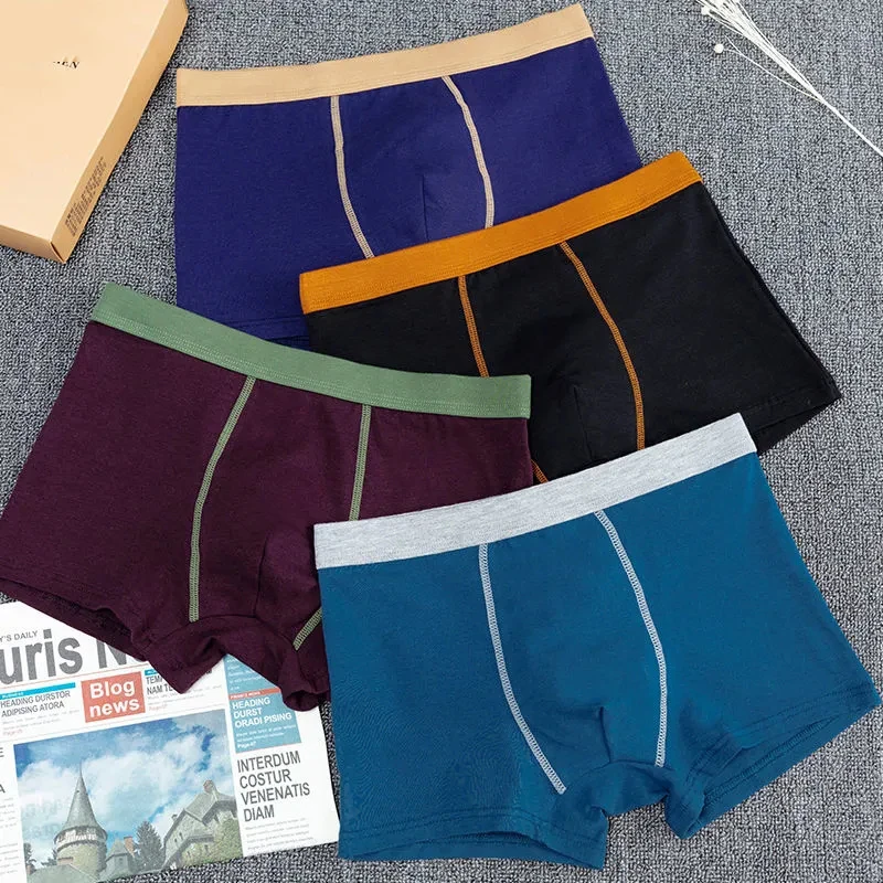 Mens 4Pcs\ Hot Sale Men's Underwear Boxers Cotton Boxer Shorts Male Panties Breathable Boxing Underpants Short Homme