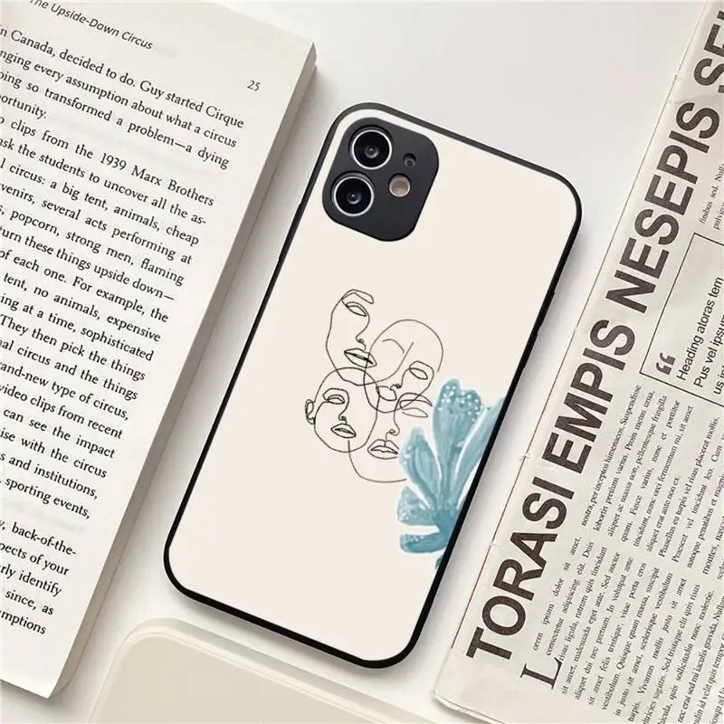 

aesthetics art face line Phone Case for iPhone 11 12 pro XS MAX 8 7 6 6S Plus X 5S SE 2020 XR Soft silicone funda