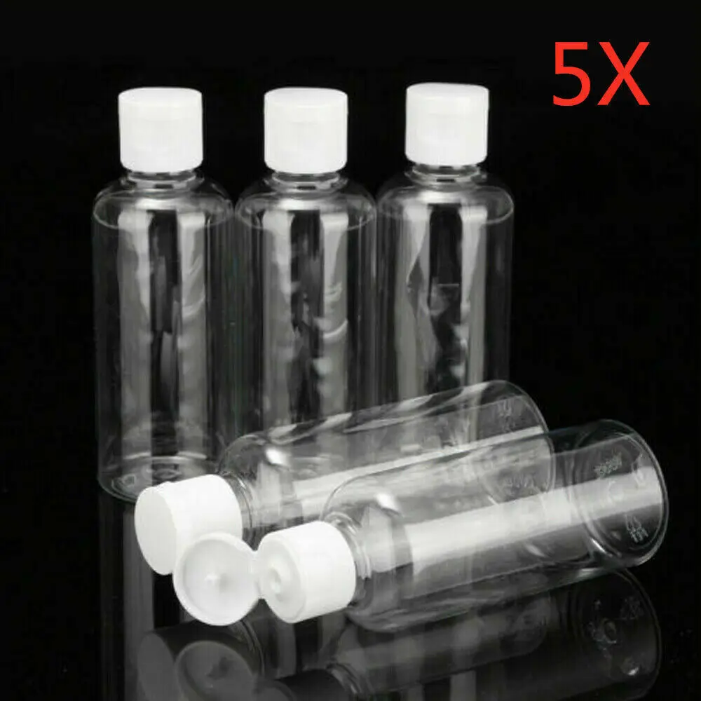 Новые 5x100 мл пластиковые прозрачные флаконы с откидной крышкой для путешествий