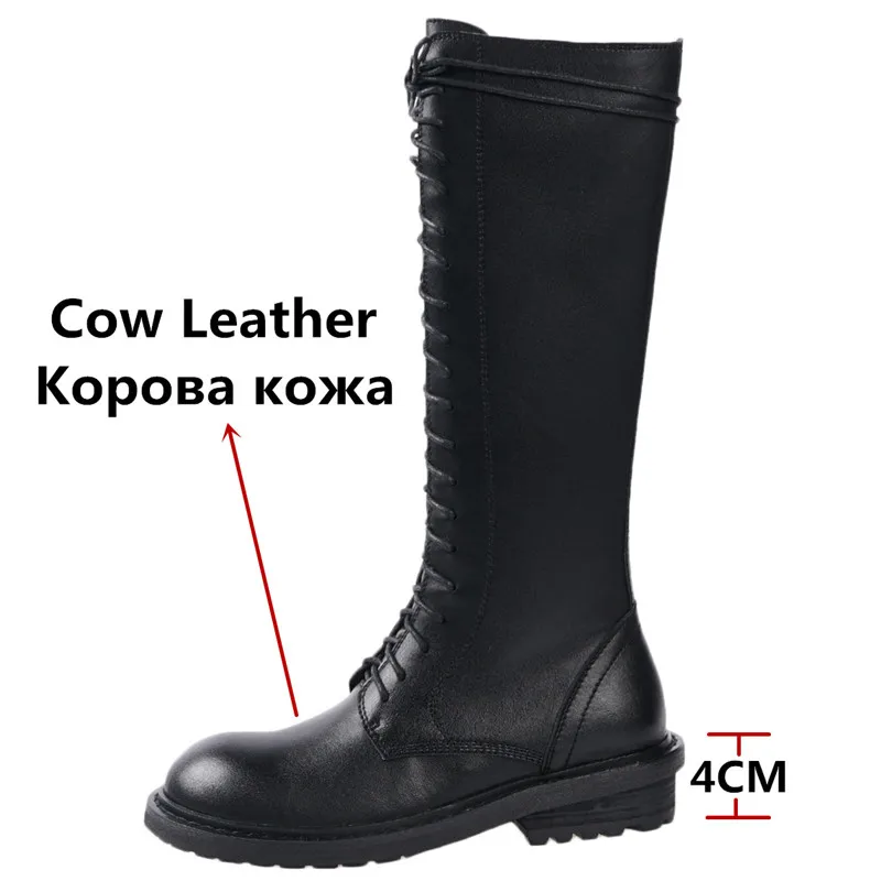 Женские сапоги для верховой езды FEDONAS вечерние из натуральной кожи на платформе с