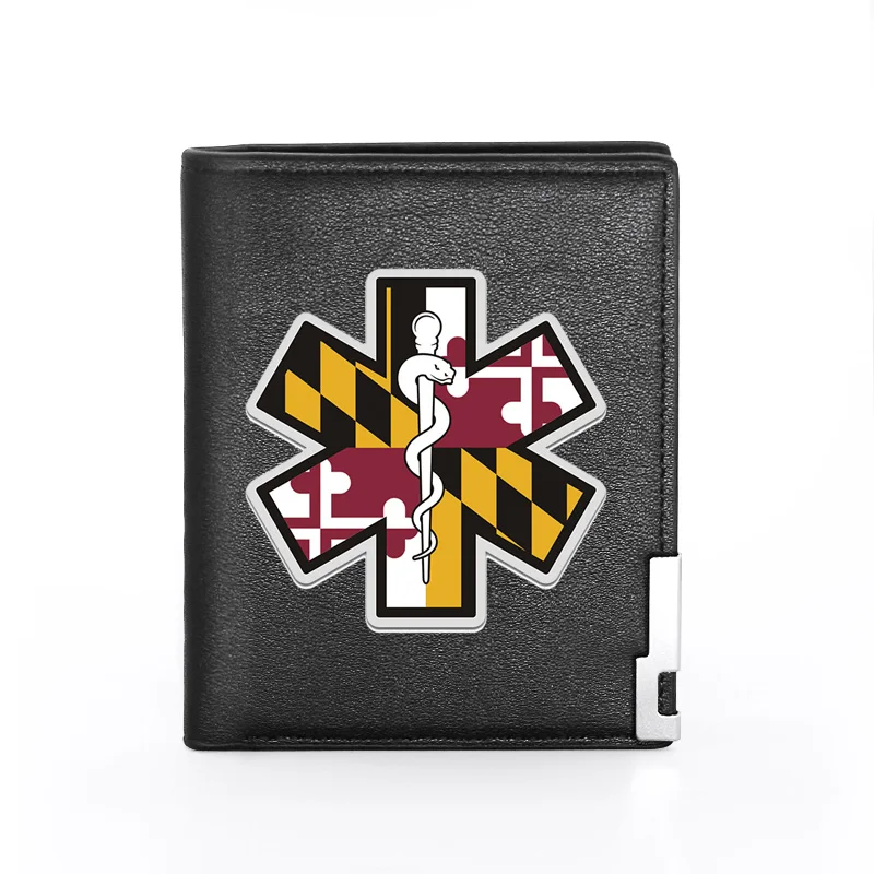 Экстренный кошелек из черной кожи с логотипом медицинского техника модный