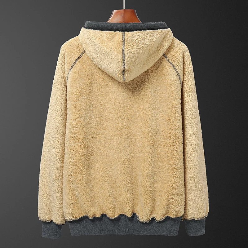 

Thicken Hoodie Men Lamb cashmere Hoodie Cashmere Sweatshirt Slim winter Jacket For Men Pullovers Warm Pocket Hooded Jacket