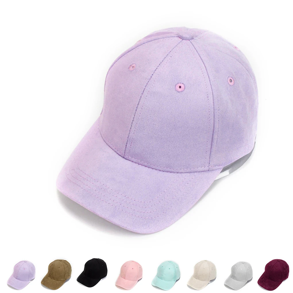 

NEW Adjustable Unisex Suede Baseball Cap Curved Brim Hat Solid Color Outdoor Sports Hat Winter Hat Cap