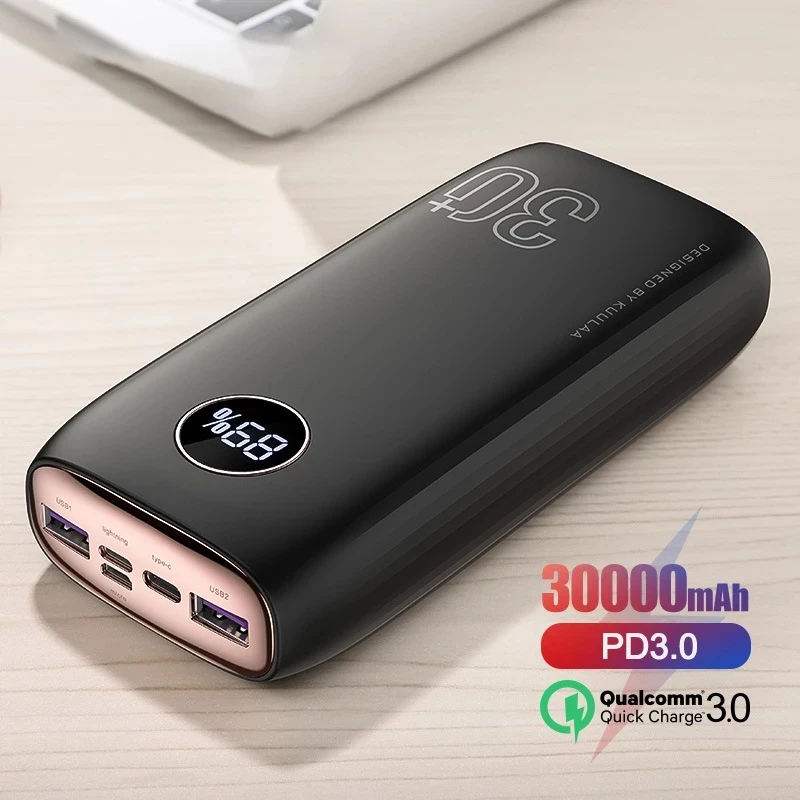 

Power Bank 30000mAh USB Type C PD Fast Charging + Quick Charge 3.0 PowerBank 30000 mAh External Battery For Xiaomi iPhone