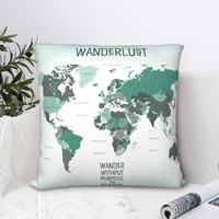 world roaming map square pillowcase cushion cover creative home decorative polyester throw pillow case sofa simple 4545cm
