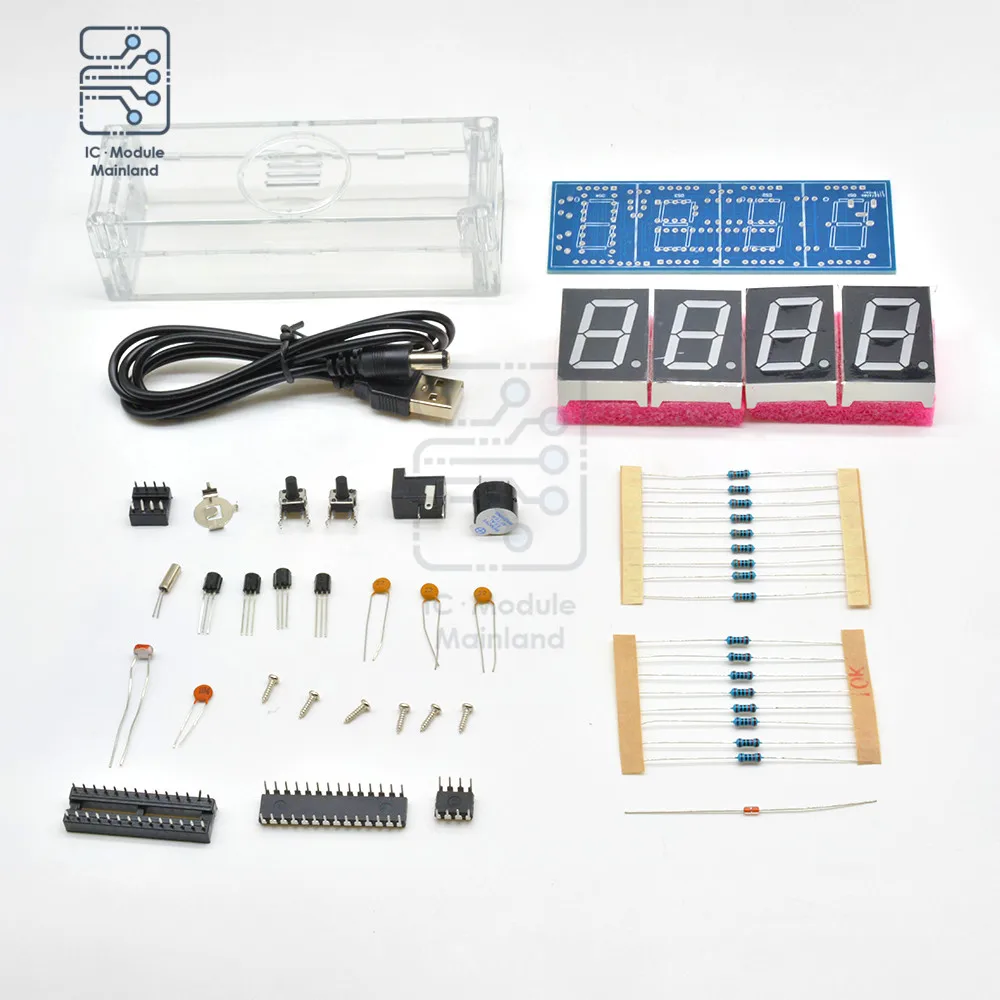 LED Digital Electronic Temperature Clock DIY Kit Electronic Clock LED Digital Clock Time Light Control Temperature Thermometer