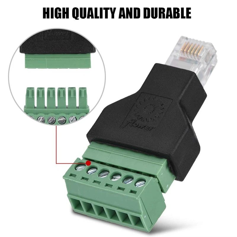 Адаптер разъем Ethernet Rj12 6P6C папа к винтовой клемме 6 Pin сплиттер с защитным клеммным