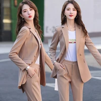 new 2020 female formal elegant women office lady pant suits of business ol blazer suit jackets length trouser two pieces set