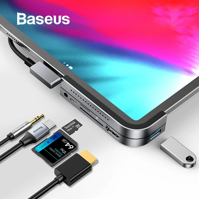 Baseus USB C концентратор для iPad Pro 12 9 11 2018 Type к HDMI 3 0 pd порт 5 мм Jack HUB адаптер MacBook