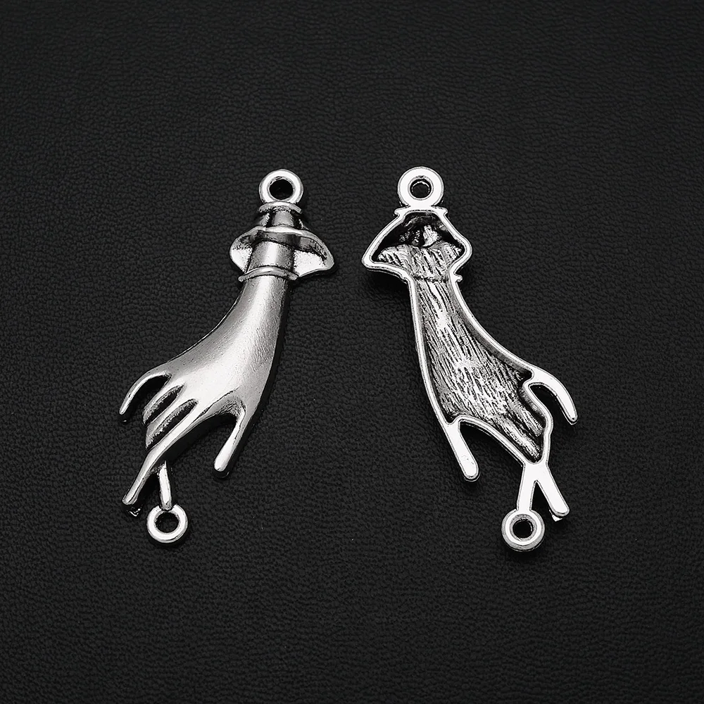 10pcs/Lots 15x45mm Antique Silver Plated Hand Connectors Beauty Pendant For DIY Jewelry Making Finding Supplies hqd Wholesale - купить по