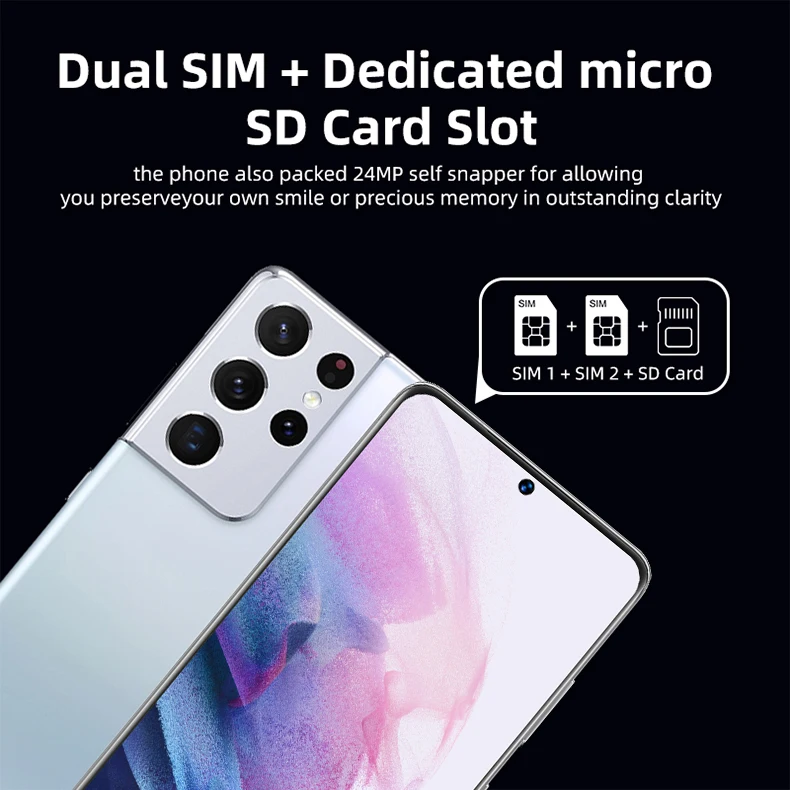 

S21 Ultra Global Version 12GB RAM 512GB ROM 6.8 Inch 6800mAh Andriod 10 Smart Phone 5G Network 24+48MP Fingerprint ID Cellphones