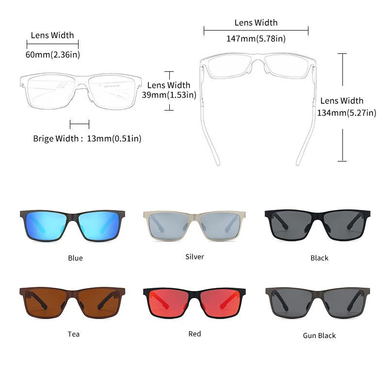 Очки солнцезащитные Мужские поляризационные в оправе из алюминиево-магниевого