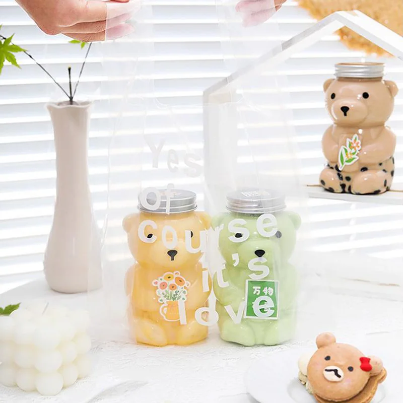 6 шт./лот 350 мл Милая прозрачная пластиковая бутылка ПЭТ для напитков молока чая в