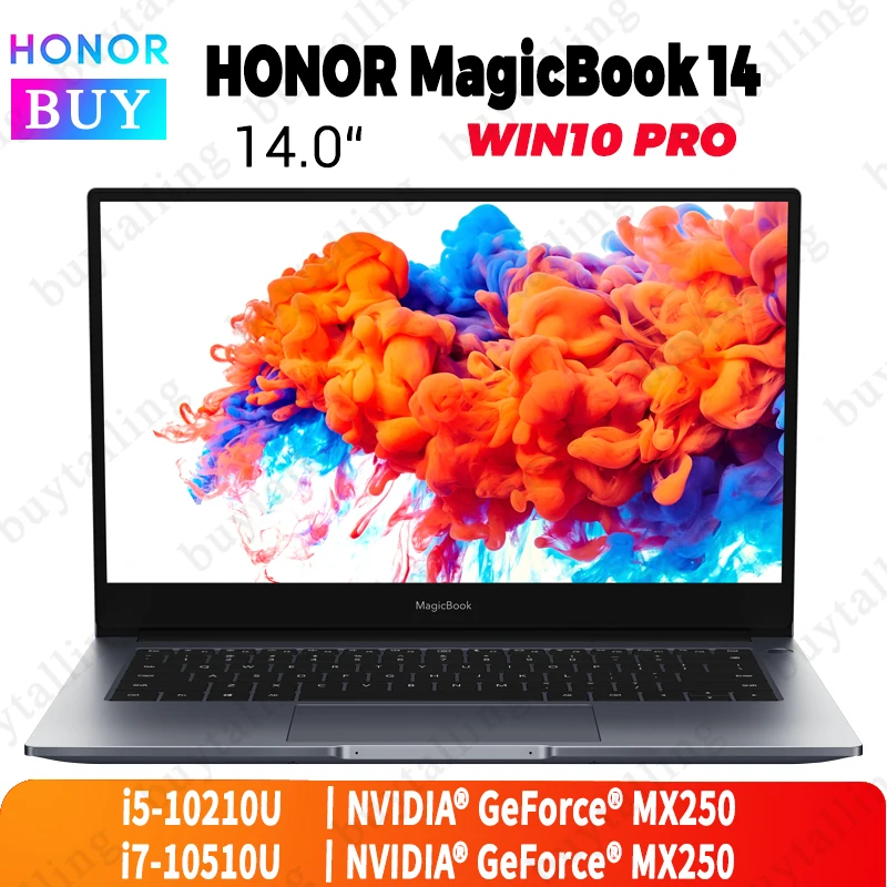 Ноутбук HUAWEI HONOR MagicBook 14 Intel Core i5 10210U/i7 10510U 8 ГБ/16 Гб RAM 512 ГБ SSD MX250 1920x1080 Windows 10 Pro