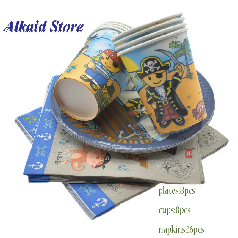 Хлопковые голубые джинсы пиратский бумажные тарелки и стаканы одноразовая