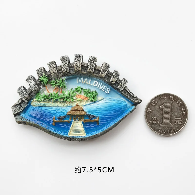Мировые туристические пейзажи, наклейки на холодильник, Maldives, океан, пляж, тисненые рыбы, магнитные фото наклейки на холодильник - Цвет: Eyes of Maldives