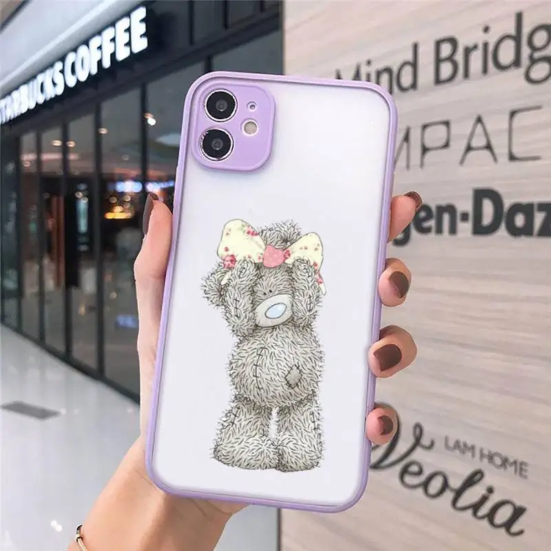 

Lovely Teddy bear Phone Cases matte transparent For iphone 7 8 11 12 plus mini x xs xr pro max cover