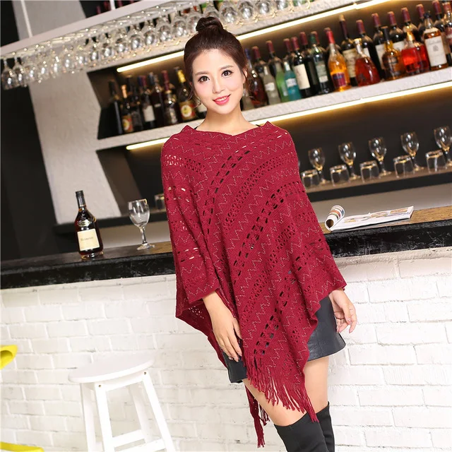 Асимметричное пончо и накидки Весенняя женская Свободная вязаная крючком