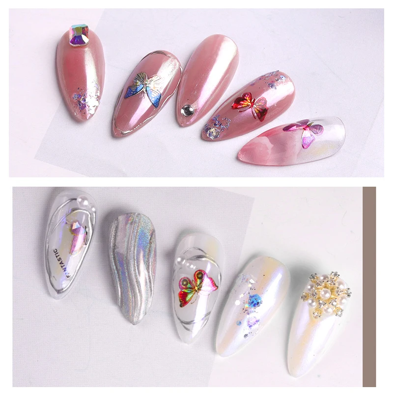 

20Pcs/Lot 1Sheet Laser Color Butterfly Nail Art Stickers Holographic 3D Gradient Adhesive Nail Decals DIY Decorations