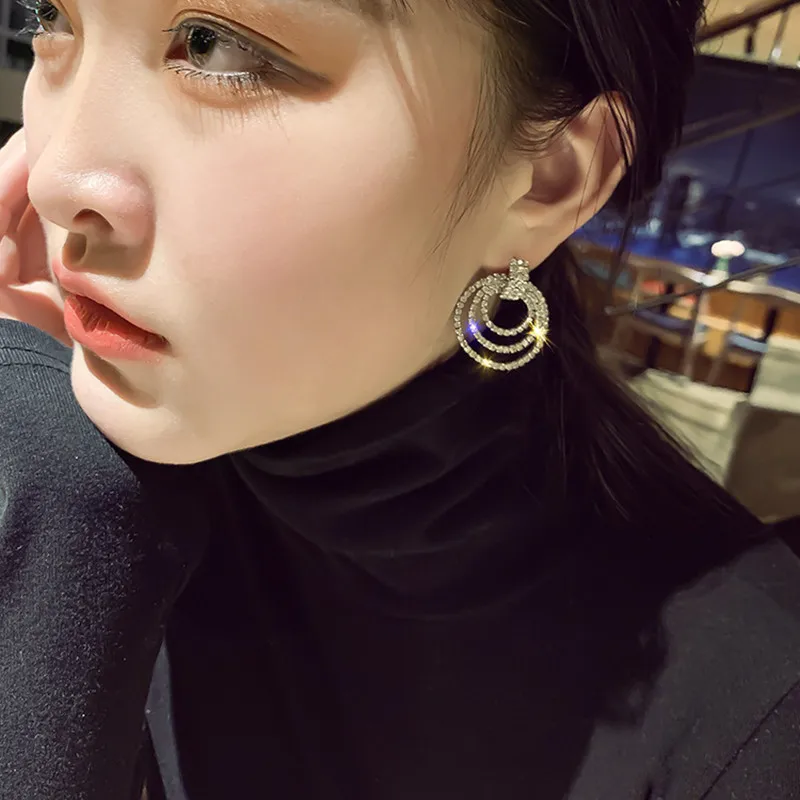 Модные Многослойные Круглые геометрические серьги капли FYUAN блестящие подвески