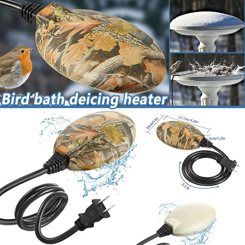 

Bird Bath De-icer Heater Automatic Thermostatically Controlled Birdbath Deicer Water Heater for Garden Lawn Patio JS23
