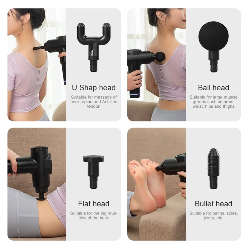 

Bisd Massage Gun Deep Tissue Percussion Muscle Relaxation Handheld Pain Relief Noise Reduction Electric Vibration Body Massager