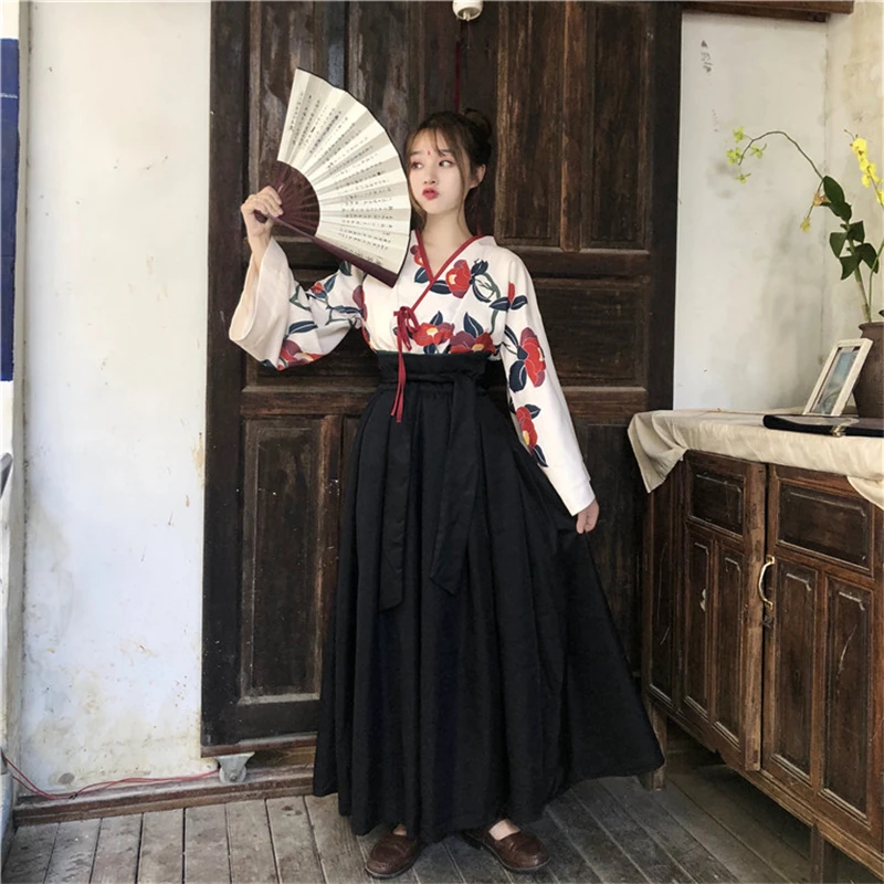 2019 Kawaii японский стиль летнее модное кимоно с цветочным принтом Haori для девочек