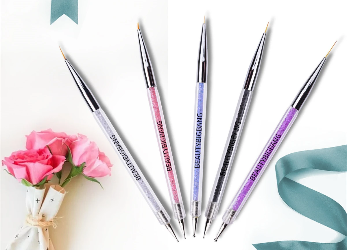 Beautybigbang 33 шт. набор для дизайна ногтей штамповочные пластины Штамп для ногтей лак для ногтей точечная ручка наклейки для ногтей файл блок сумка для начинающих дизайн ногтей